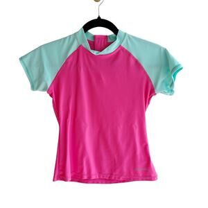 Eddie Bauer Girls Bright Pink Rash Guard Top